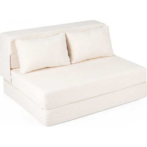 3 in 1  Divano Letto Pieghevole, Poltrona Letto Convertibile con 2 Cuscini, Divano a 2 Posti in Tessuto Chenille, per Soggiorno Camera da Letto Ufficio (Beige,L) (1/5)