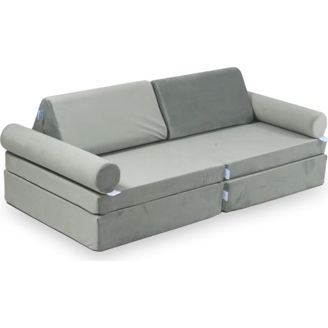 Divano mini Montessori Comfort in velluto grigio (1/4)