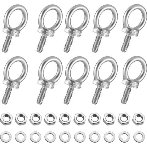 Lot de 10 boulons à œil M4 en acier inoxydable avec rondelles pour accessoires de levage pour fixation et suspension (1/5)
