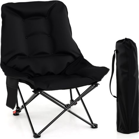 Silla de camping plegable, respaldo ajustable, bolsillo lateral