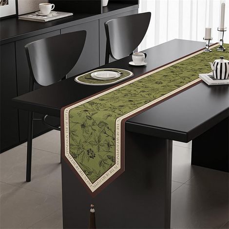 Chemin de Table Moderne Fleurs, Decoration Table Lavable, Chemin de Table Automne, Deco Table Noel avec Pompons, pour Intérieur Extérieur, Vacances, Fête, Salon (Floral,30x120cm) (1/5)
