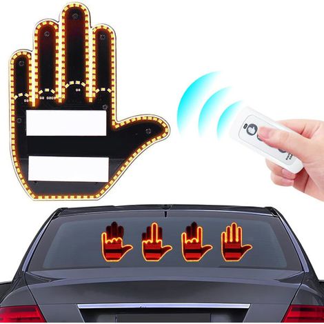 Panneau lumineux LED anti-agression routière pour voiture, avec télécommande, symbole de doigt d'honneur, accessoires pour camions (1/5)
