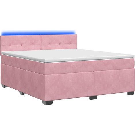 Maison Exclusive - Letto con Box Spring, Materasso e LED Rosa 140 x 200 cm Velluto (1/5)