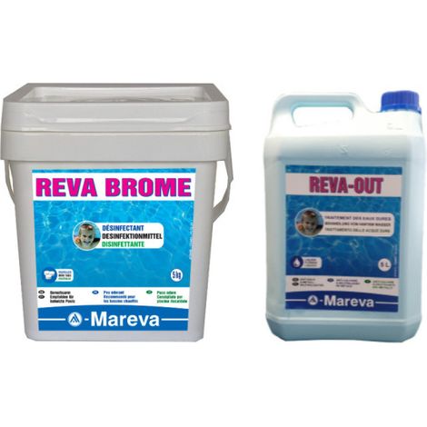 MAREVA Pack - Pastillas de bromo - 5kg - Anti calcáreo Reva-out - 5L