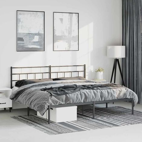 vidaXL Estructura cama sin colchón con cabecero metal negro 193x203 cm (1/5)