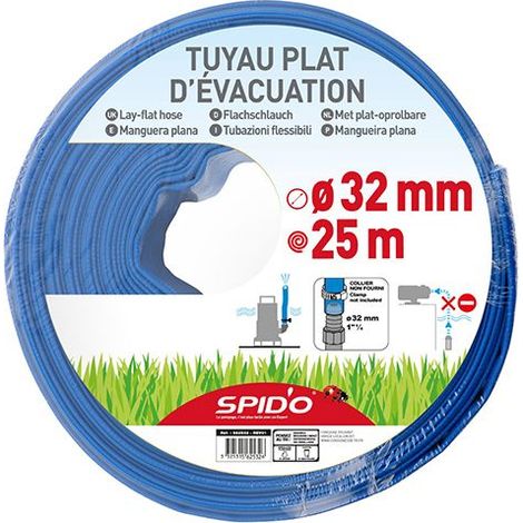 SPIDO - Tuyau plat d'évacuation 25M - Diamètre 32MM