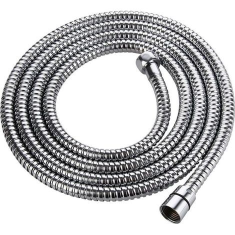 [JAMAIS UTILISÉ] Tuyau de douche 2M tuyau de douche en acier inoxydable anti-torsion chrome accessoires de douche tuyau sanitaire universel salle de bain (1/5)