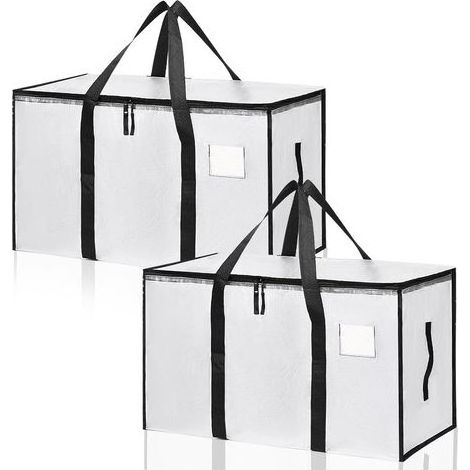 Lot de 2 Grands Sacs de Rangement pour Vêtements, Sacs Déménagement Pliables 90L avec Sangles de Sac à Dos et Poignées Solides, Alternative aux Cartons de Déménagement, Transparent (Transparent 2pcs) (1/5)