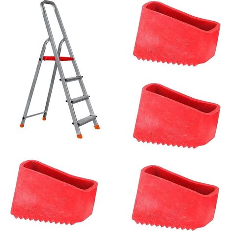 4Pcs Patin Escabeau 50x20 Tubesca, Embout Escabeau en Caoutchouc,Remplacement Pieds Escabeau,Pied Escabeau pour Echelles à Chevrons,Portection de L'échelle,Rouge (1/5)
