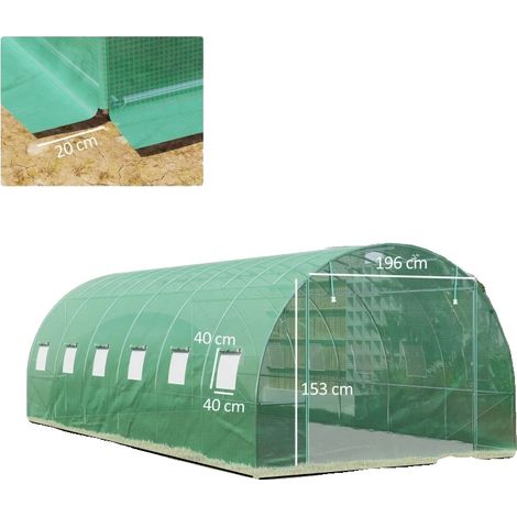 Invernadero tipo túnel, cubierta de plástico reforzado, diseño de entrada, protección UV, ventilación cruzada, interior espacioso. (1/5)