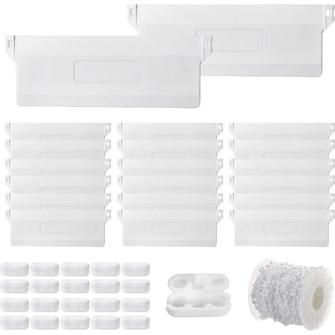 Lot de 20 panneaux de rechange pour stores verticaux de 89 mm pour stores à lamelles, 20 pièces de rechange pour stores verticaux et 10 m de chaîne blanche et 20 attelages pour (1/5)