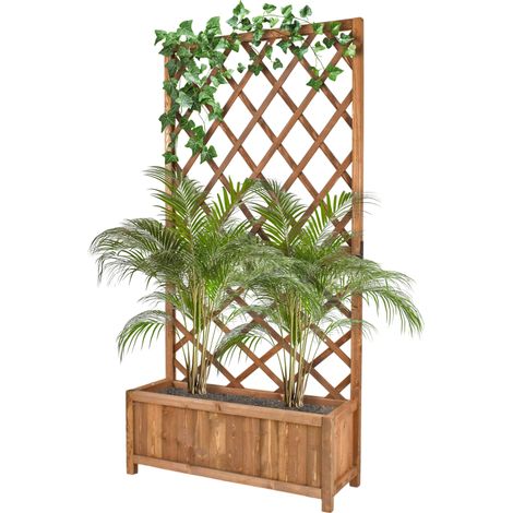 Dorothy - Fioriera in legno di cedro impregnato con spalliera H180 cm - ebony (1/5)