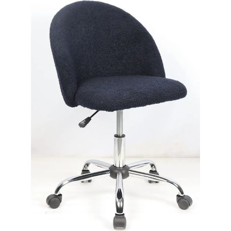Chaise de bureau en velours coloris bleu encre avec pieds en métal - Longueur 54 x Profondeur 57.5 x Hauteur 77-89 cm -PEGANE- (1/4)