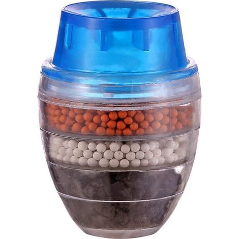 Filtre à eau de robinet – Bleu – Charbon de coco actif – 5 couches – Purification eau de cuisine – Salle de bain (1/5)
