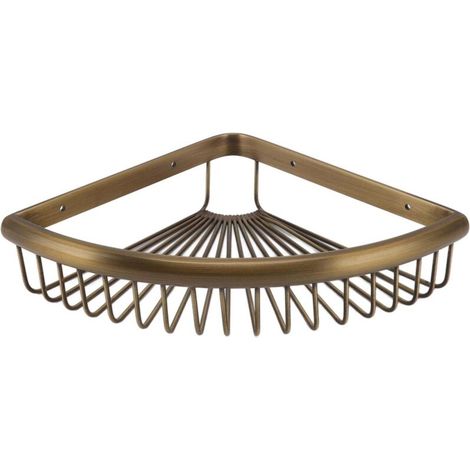 Étagère de rangement triangulaire d'angle en laiton vintage pour douche et salle de bain (1/5)