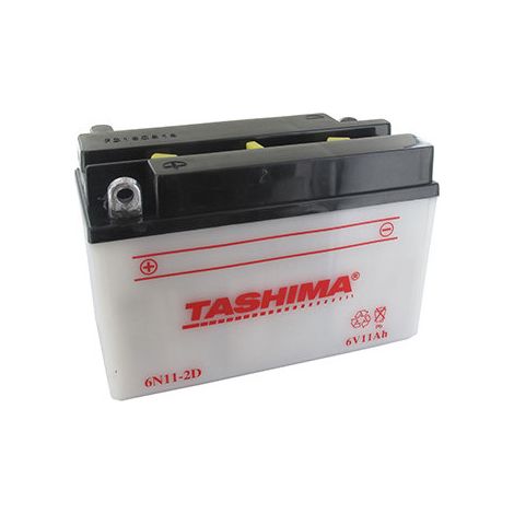Batterie Blei Tashima 6V, 11A. L: 150, B: 70, H: 100 mm, + links Für Scooter. (ohne Säure geliefert). - Batterie zum Einbauen in Säure