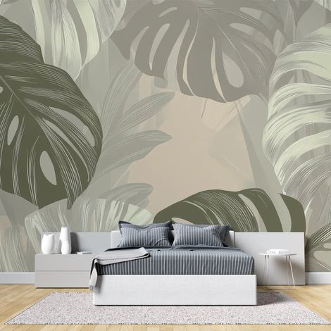 Papier Peint Tropical - Feuilles de Monstera Douces - 150 x 250 cm (1/2)