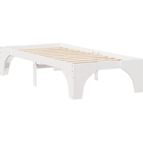 Lit simple,Lit adulte,Cadre de lit surélevé Blanc 80 x 200 cm Bois massif en pin CFW9929326 (1/5)