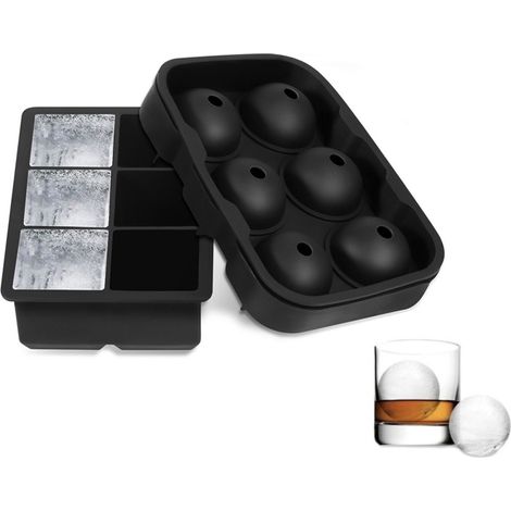 XXL-Eiswürfelform – Eiswürfel – 6 Eiskugeln und 6 Eisblöcke – Whisky-Set – Silikon (1/5)
