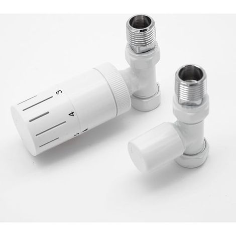 Radiator Valves, Radiator Valve Kit with Thermostat, 1/2" Front and Return Connector for Heater, Side Fitting, Passage Shape (1/5)