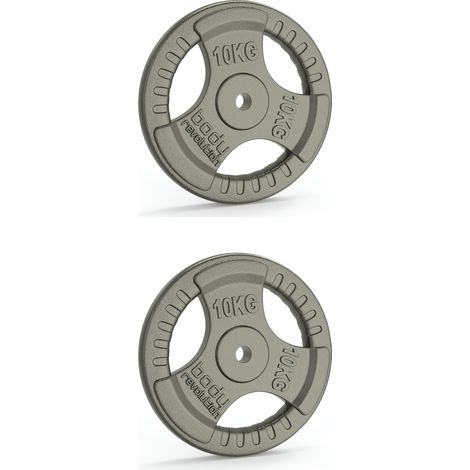 2 piastre da 10 kg con presa tripla – foro 25 mm.