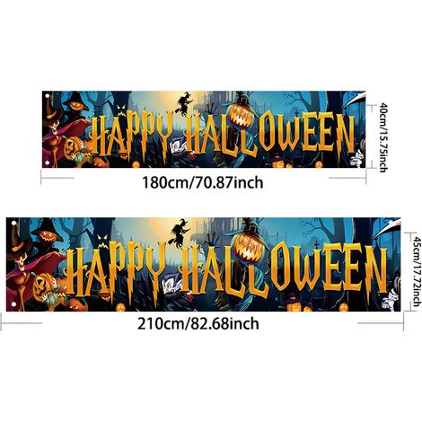 Bannière d'Halloween citrouille, décoration effrayante, ambiance festive - 40 x 180 cm - Style 18