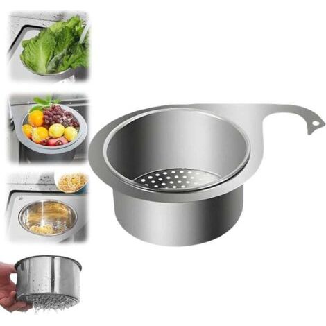 Cestello filtro per lavello in acciaio inox Swan, cestello filtro per lavello da cucina multifunzionale (1 confezione)