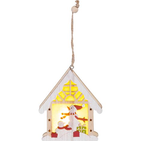 Dekoration MagicHome Weihnachten, Schneemann im Häuschen, LED, hängend, 9,2x3x10,4 cm (1/2)