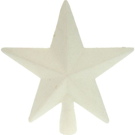 Weihnachtsbaum Spitze 19 cm - weiß - Christbaum Spitze Stern mit Glitzer Effekt