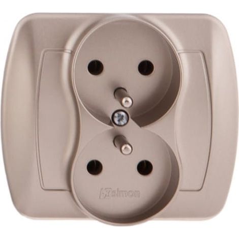 Prise double Simon Akord avec/sans 16 A IP20 métallisée satinée AGZ2/29