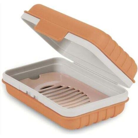 Soap dish, 1 piece, soap box with lid, portable soap box for shower, travel, camping, leak-proof, travel size, orange