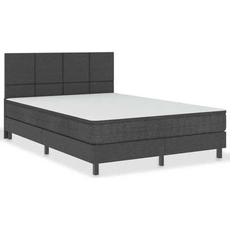 Cadre de lit en tissu gris foncé, 140 x 200 cm (1/5)