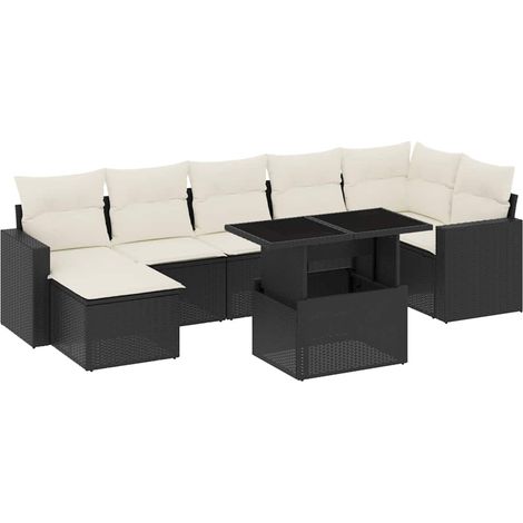 Maison Exclusive - Set Divani da Giardino con Cuscini 8 pz Nero in Polyrattan