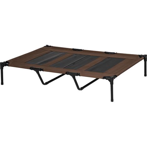 Panier pliable pour chien, panier d'extérieur surélevé, 122 cm x 92 cm x 23 cm, marron café et noir