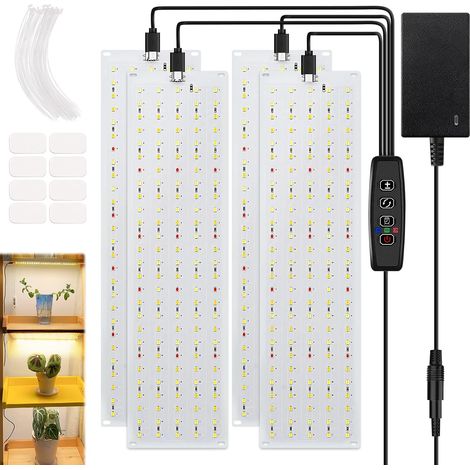LED Grow Light, 4 x 135 LEDs Horticultural Lamp, Indoor Plant Lamp, Full Spectrum Plant Lamp, Grow Light with Timer, 3 Modes, 10 Brightness, for Indoor Plants (White) (1/5)