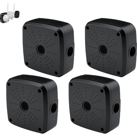 Lot de 4 boîtes de jonction pour caméra de surveillance - En plastique épais - Étanche - Convient pour l'intérieur et l'extérieur (noir) (1/5)