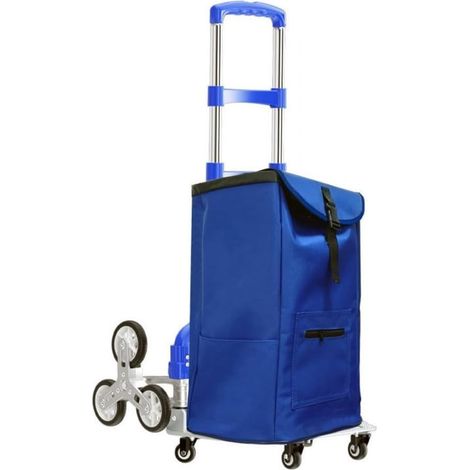 Bolsa con ruedas de 42 litros, apta para escaleras, con forro aislante y tejido Oxford 600D para la compra, la ropa sucia y uso ligero en exteriores (azul). (1/5)