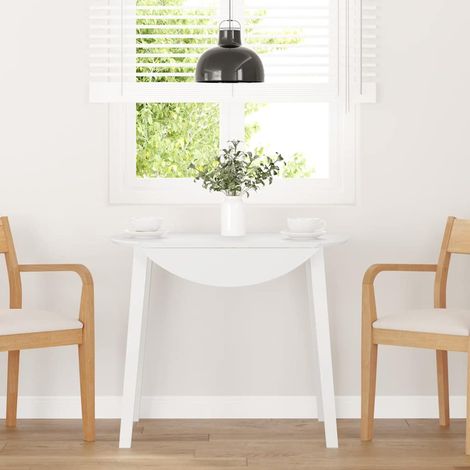 vidaXL Dining Table White Solid Wood Rubber