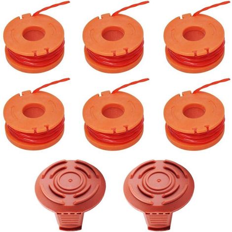 Bobinas de repuesto para desbrozadoras inalámbricas Worx: 6 piezas de hilo de nailon de 1,65 mm, 3 m/pieza, de larga duración + 2 tapas para los extremos.