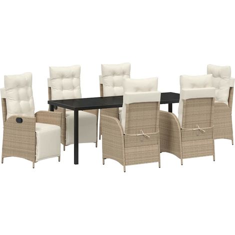 Maison Exclusive - Set da Pranzo per Giardino con cuscino 7 pcs Beige polyrattan