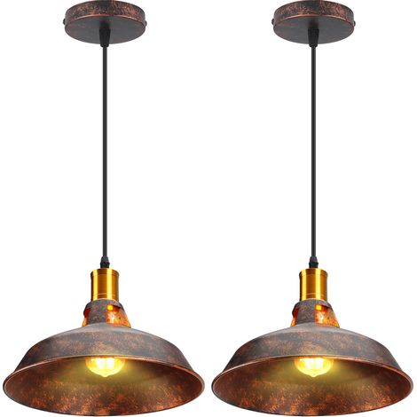 2PCS Suspension Luminaire Rétro En Métal Lampe À Suspension Vintage Plafonnier D'Intérieur Pour Cuisine, Ferme, Couloir (1/5)