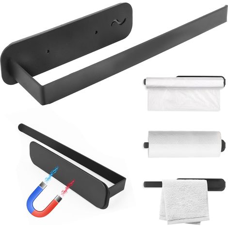 Soporte magnético de acero inoxidable para toallas de papel, no requiere perforación, fuerte adhesión, cocina/baño.