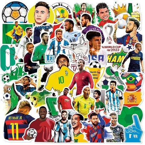 Lot de 50 autocollants de stars du football, autocollants de joueurs de football superstars, autocollants en vinyle imperméables pour graffitis (1/5)