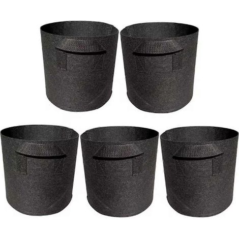 Lot de 5 sacs de culture Aeration tissu pots avec poignées 30 gallon arbre Planting sacs semis pots (1/5)