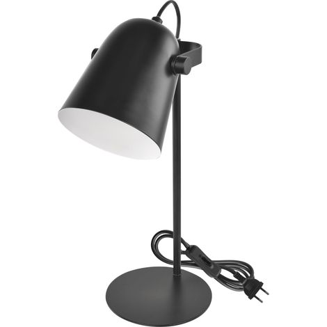 Lampe de bureau design en métal avec douille E27 - Lampe de table vintage pour ampoule E27 - Lampe de chevet avec câble de 150 cm et prise européenne - Lampe de lecture sans ampoule - Noir (1/5)