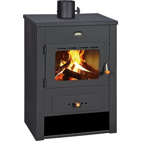Poêle à bois Prity K13 – 12,1 kW, Noir Graphite, Classe A, Design Robuste (1/4)