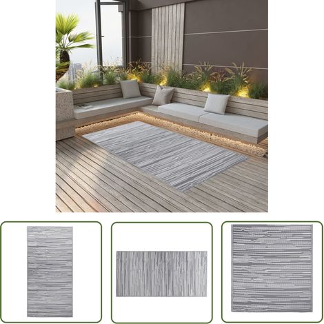 The Living Store Tapis d'extérieur ARAKIL Gris 160x230 cm PP - Tapis Exterieur - Tapis De Terrasse - Tapis De Balcon - Tapis Design - Motif Jacquard (1/5)