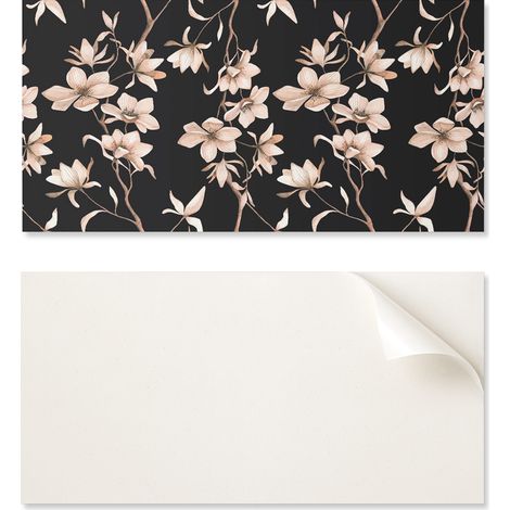 Panel de PVC con motivo, f谩cil de decorar para el comedor, 100x50 cm, estampado floral en el fondo.