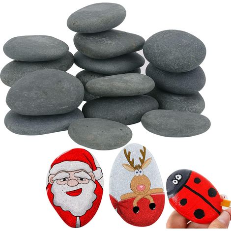 16 Pcs Pierre à Peindre, Cailloux pour Peinture, Gros Cailloux Lisses pour Peinture, Pierre de rivière Naturelle 5-8cm (1/5)