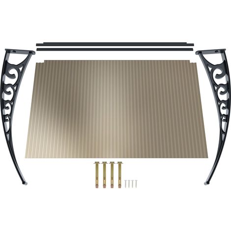 Pensilina Per Copertura In Policarbonato Alveolare Tettoia Modulabile Per Esterno Per Porte Balcone Finestre Elegante E Resistente Colore Nero E Fumè - Misura: 60 x 100 cm (1/5)